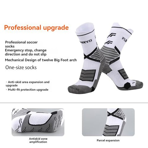FUNRY Unisex Pro Grip Socks,2Set Tire Pattern Soccer Socks Grip and More No Slip,Comfy,Soft Breathable For Pro Footballer