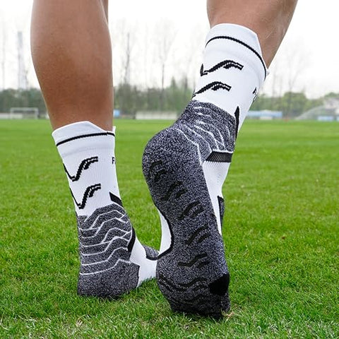 FUNRY Unisex Pro Grip Socks,2Set Tire Pattern Soccer Socks Grip and More No Slip,Comfy,Soft Breathable For Pro Footballer